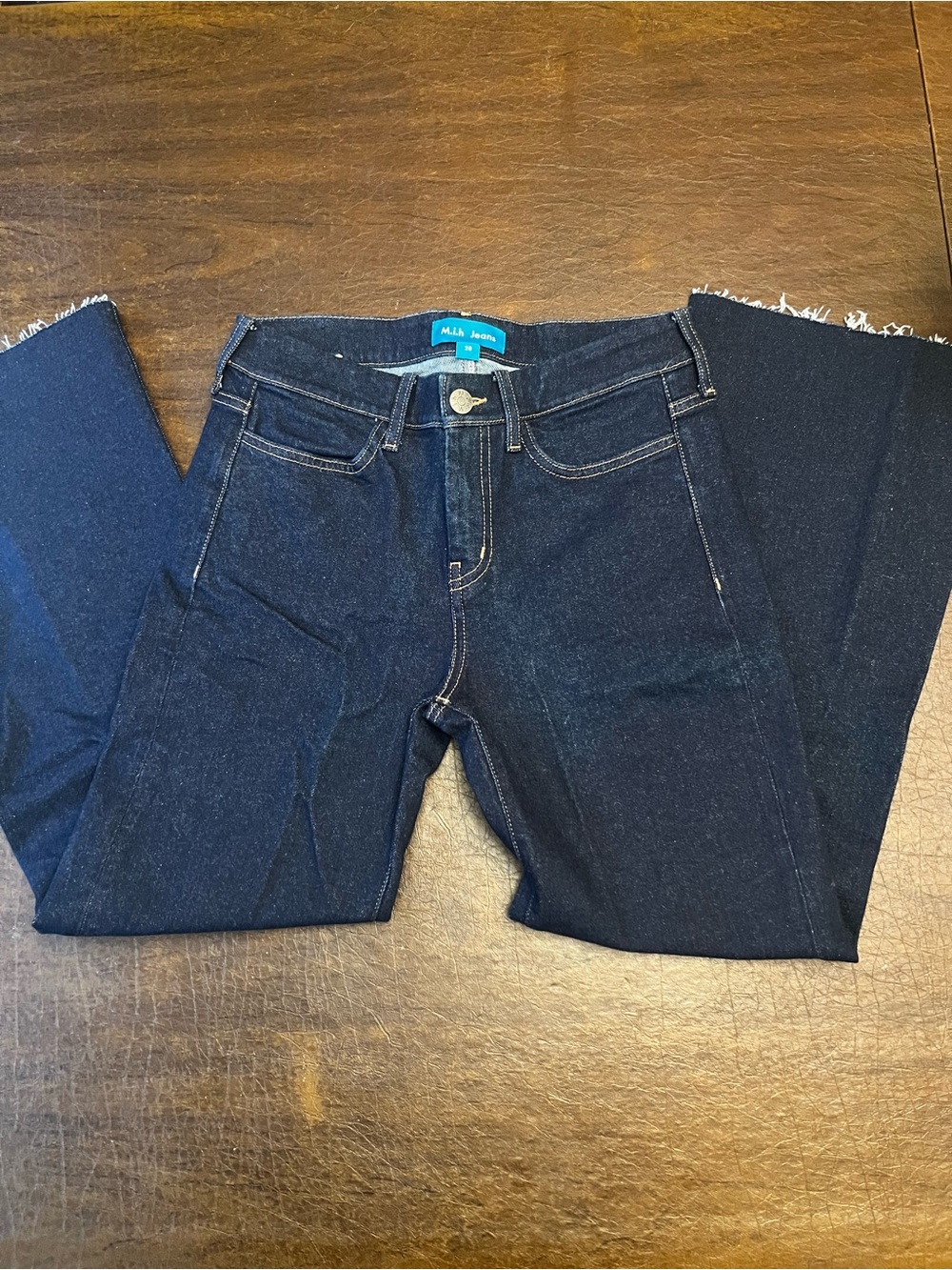 M.i.h. (made in Haven) Jeans Dark Wash Raw Hem Wide Leg Jeans